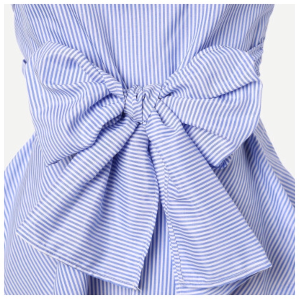 Blue & White Stripe Asymmetrical Collar Top - Picture 7 of 7